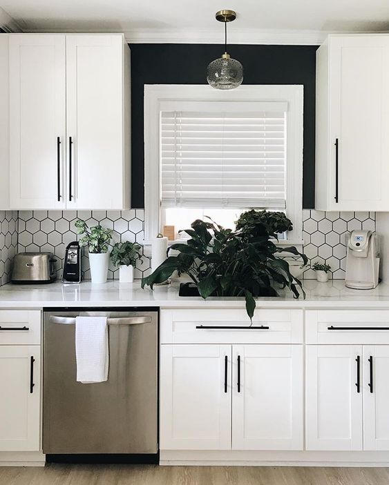 White Cabinets Black Hardware, Farmhouse Style Kitchen Cupboard Handles